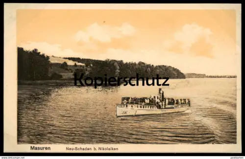 ALTE POSTKARTE MASUREN NEU-SCHADEN BEI NIKOLAIKEN Mikolajki Nowe Sady Schiff ship Dampfer AK Ansichtskarte cpa postcard