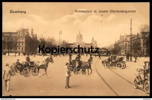 ALTE POSTKARTE HAMBURG HOLSTENPLATZ MIT NEUEM OBERLANDESGERICHT Photomontage Montage photo Fotomontage cpa postcard AK