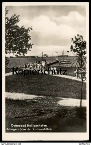 ALTE POSTKARTE OSTSEEBAD HEILIGENHAFEN ANLEGEBRÜCKE DER KURHAUSFÄHRE Fähre cpa AK postcard Ansichtskarte