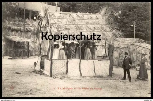 ALTE POSTKARTE LA MOSQUÉE ET SES FIDÈLES AU VILLAGE Tracht Senegal village Senegalois Africa postcard cpa Ansichtskarte