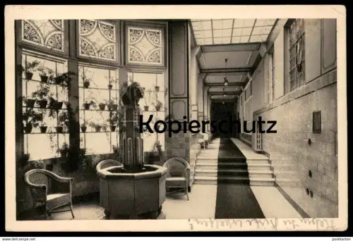 ALTE POSTKARTE HOTEL DER FÜRSTENHOF MÜNSTER I. W. WANDELHALLE Brunnen fountain fontaine Puma postcard AK Ansichtskarte