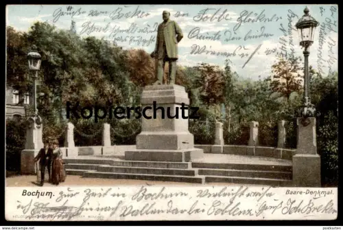 ALTE POSTKARTE BOCHUM LOUIS BAARE DENKMAL Ehepaar couple monument Ansichtskarte AK postcard cpa