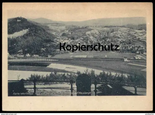 ALTE POSTKARTE PORTA WESTFALICA BLICK VON KAISER-WILHELM-DENKMAL AUF HAUSBERGE 40er Jahre AK Ansichtskarte cpa postcard