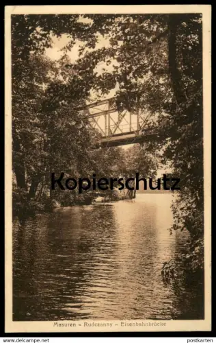 ALTE POSTKARTE MASUREN RUDCZANNY EISENBAHNBRÜCKE Eisenbahn Bahnstrecke Bahn Ostpreussen AK Ansichtskarte cpa postcard
