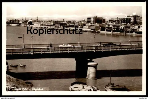 ALTE POSTKARTE RIVER VIEW BAGHDAD Bagdad Irak Iraq Brücke bridge pont Auto Autos car cars postcard cpa Ansichtskarte AK