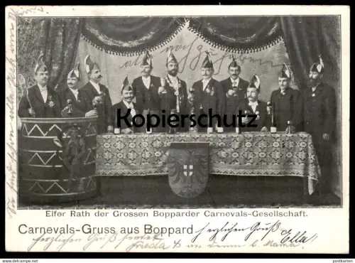 ALTE POSTKARTE CARNEVALS-GRUSS AUS BOPPARD ELFER RATH 1900 CARNEVAL KARNEVAL ELFERRAT carnaval carnival cpa AK postcard