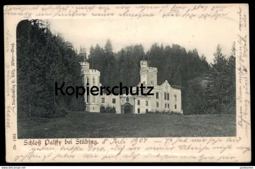 ALTE PASSEPARTOUT POSTKARTE SCHLOSS PALFFY BEI STÜBING Kleinstübing Deutschfeistritz Steiermark Austria cpa AK postcard