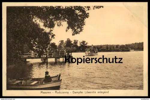 ALTE POSTKARTE MASUREN RUDCZANNY DAMPFER LÖWENTIN ANLEGEND Ruciane-Nida Schiff ship Ostpreussen AK cpa postcard