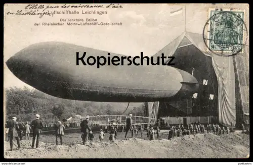 ALTE POSTKARTE LUFTSCHIFF-HALLE LEICHLINGEN BALLON RHEINISCHE MOTOR-LUFTSCHIFF-GESELLSCHAFT ZEPPELIN Airship dirigeable