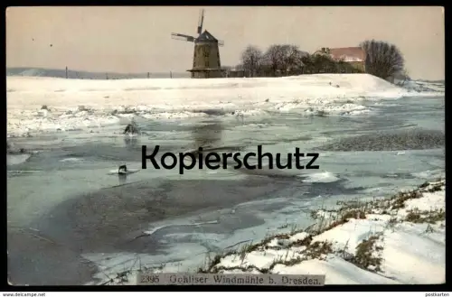 ALTE POSTKARTE GOHLISER WINDMÜHLE BEI DRESDEN GOHLIS moulin à vent windmill Mühle Winter Schnee snow hiver AK cpa