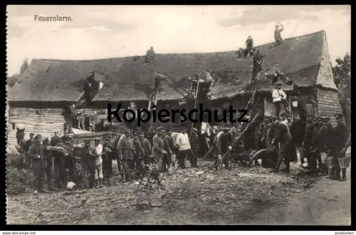 ALTE POSTKARTE FEUERALARM POSTKRAFTWAGEN-PARK 7 FERME DE L'ESPÉRENCE pompiers fire brigade Feuerwehr Feldpost cpa AK