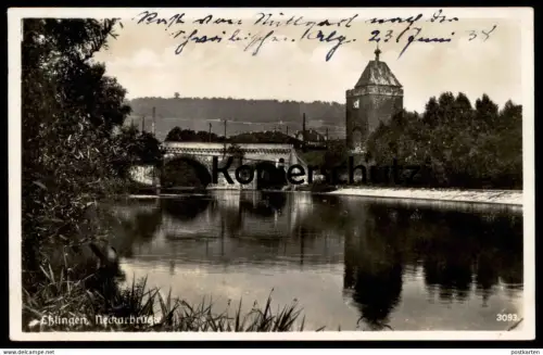 ALTE POSTKARTE ESSLINGEN NECKARBRÜCKE 1938 bridge pont Neckar Brücke Baden-Württemberg AK cpa postcard Ansichtskarte