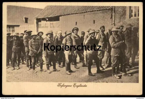 ALTE POSTKARTE GEFANGENE ENGLÄNDER british soldiers soldier Soldaten prisonnier prisoner Stempel Regiment von Hindenburg