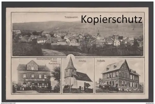 ALTE POSTKARTE GRUSS AUS HOLZFELD TOTALANSICHT KIRCHE SCHULE GASTWIRTSCHAFT VON ANTON KARBACH BOPPARD cpa postcard AK