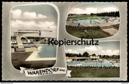 ÄLTERE POSTKARTE WARENDORF EMS FREIBAD Bad Schwimmbad piscine swimming pool AK Ansichtskarte cpa postcard