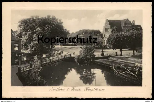ALTE POSTKARTE NORDHORN IN HANNOVER HAUPTSTRASSE VECHTE BOOT Passepartout cpa postcard AK Ansichtskarte