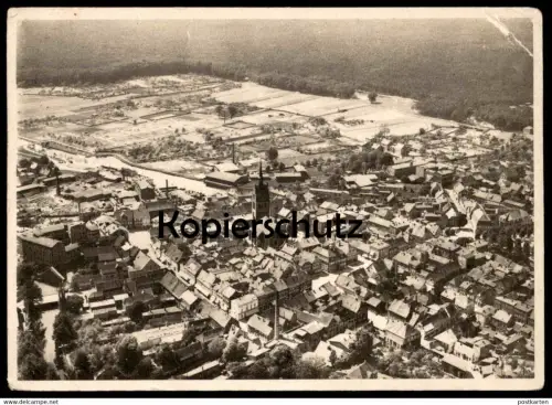 ALTE POSTKARTE GRABOW IN MECKLENBURG VOM FLUGZEUG AUS GESEHEN Fliegeraufnahme Luftbild cpa postcard AK