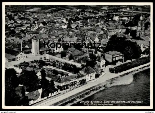 ALTE POSTKARTE ELTVILLE AM RHEIN 1936 STADT DES WEINES UND DER ROSEN ORIGINAL FLIEGERAUFNAHME Luftaufnahme Ansichtskarte