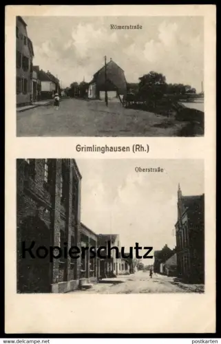 ALTE POSTKARTE GRIMLINGHAUSEN RHEIN RÖMERSTRASSE OBERSTRASSE NEUSS Ansichtskarte AK cpa postcard