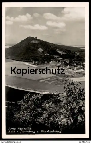 ÄLTERE POSTKARTE PORTA WESTFALICA BLICK VOM JACOBSBERG ZUM WITTEKINDSBERG PANORAMA AK Ansichtskarte cpa postcard