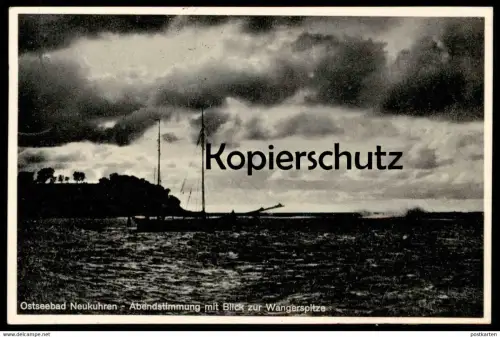 ALTE POSTKARTE NEUKUHREN ABENDSTIMMUNG MIT BLICK ZUR WANGERSPITZE OSTPREUSSEN Pionerski Pionerskij Kursiai Bahnpost AK