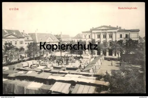 ALTE POSTKARTE GYÖR SZÉCHÉNYI-TÉR Markt market marché Raab Rab Magyarorszag Hungary Ungarn Györi Lloyd Ansichtskarte AK