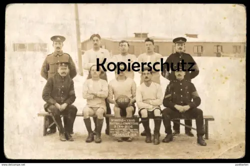ALTE FOTO POSTKARTE LAGER DÖBERITZ 1916 Soldaten soldat camp Photo Fussball Fußball football soccer Uniform uniforme
