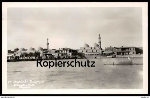 ALTE FOTO POSTKARTE BAGHDAD'S RIVER FRONT TIGRIS MOSQUE Bagdad Irak Iraq cpa photo postcard AK Ansichtskarte
