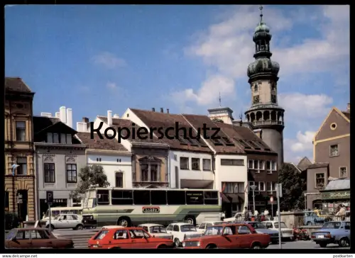 ÄLTERE POSTKARTE SOPRON TUZTORONY FEUERTURM BUS OMNIBUS VW GOLF I LADA SKODA TRABANT Auto Autos car cars Ungarn Hungary