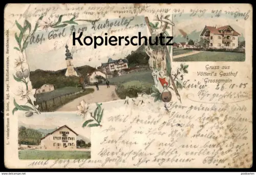 ALTE POSTKARTE GRUSS AUS VÖTTERL'S GASTHOF GROSSGMAIN SALZBURG ÖSTERREICH Großgmain Austria Autriche AK Ansichtskarte cp