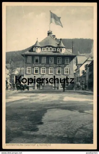 ALTE POSTKARTE SCHRAMBERG GASTHOF ZUM MOHREN Autohalle Auto old car Schwarzwald Black Forest Foret-Noire Ansichtskarte