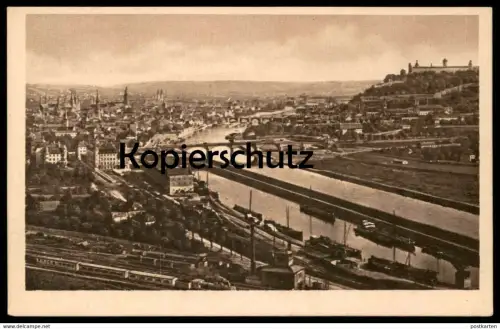 ALTE POSTKARTE WÜRZBURG TOTALE VOM STEINBERG SCHIFFE DAMPFLOK Zug steam train locomotive à vapeur postcard Ansichtskarte