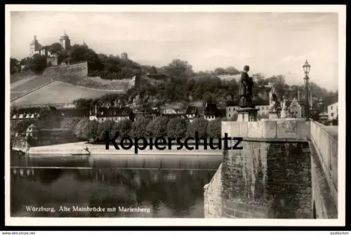 ALTE POSTKARTE WÜRZBURG ALTE MAINBRÜCKE MIT MARIENBERG Main Fluss river cpa postcard AK Ansichtskarte