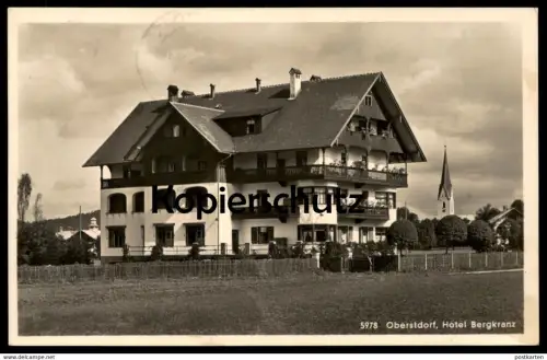 ALTE POSTKARTE OBERSTDORF ALLGÄU HOTEL BERGKRANZ mit Maschinenwerbestempel Skiflugwoche 1964 Bayern Ansichtskarte AK cpa