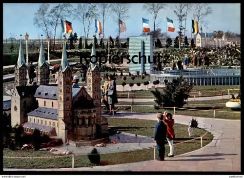 ÄLTERE POSTKARTE MINIDOMM RATINGEN-BREITSCHEID MINIATUR DOM BAMBERG NEUSCHWANSTEIN OLYMPIASTADION BERLIN postcard flag
