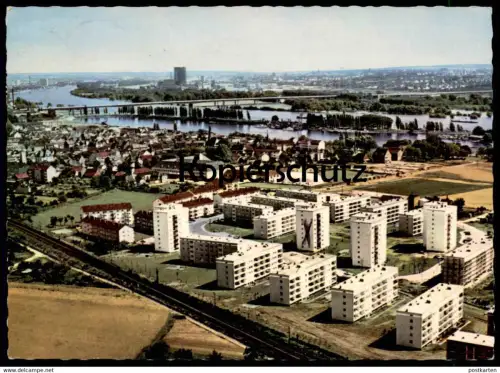 ÄLTERE POSTKARTE WIESBADEN SCHIERSTEIN Hochhäuser Siedlung Luftbild Luftaufnahme Hessen Ansichtskarte AK cpa postcard