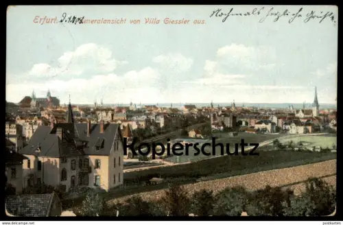 ALTE POSTKARTE ERFURT GENERALANSICHT VON VILLA GIESSLER AUS Totalansicht Gesamtansicht Total Ansichtskarte postcard cpa