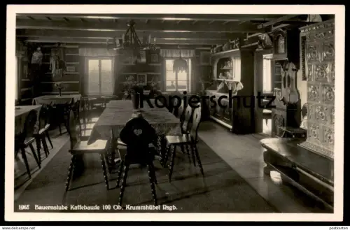ALTE POSTKARTE RIESENGEBIRGE BAUERNSTUBE KAFFEBAUDE 100 OB. KRUMMHÜBEL Karpacz Karkonosze Krkonose Kaffeebaude AK cpa