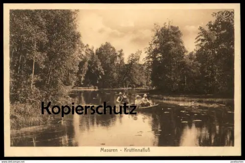 ALTE POSTKARTE MASUREN KRUTTINNAFLUSS Kruttina Krutyn Kruttinen Ostpreussen Masury Fluss river couple cpa postcard AK