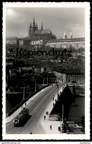 ALTE POSTKARTE PRAHA HRADCANY Tram tramway Strassenbahn Prag Prague Ceska Czech Republic Tschechien chateau castle Burg