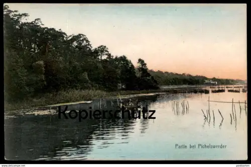 ALTE POSTKARTE PARTIE BEI PICHELSWERDER 1905 ANGLER FISCHER fishing Berlin Wilhelmstadt Spandau Pichelssee Stößensee cpa