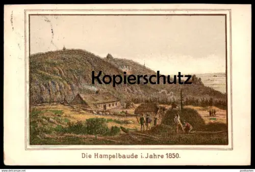 ALTE POSTKARTE RIESENGEBIRGE DIE HAMPELBAUDE IM JAHRE 1850 b. Krummhübel Karpacz Karkonosze Krkonose cpa postcard AK