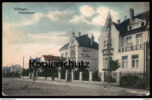 ALTE POSTKARTE HATTINGEN BISMARCKSTRASSE VILLA 1910 Ansichtskarte AK postcard cpa