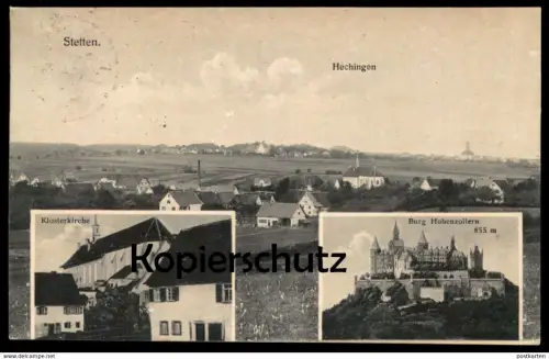 ALTE POSTKARTE STETTEN & HECHINGEN KLOSTERKIRCHE BURG HOHENZOLLERN castle chateau fort cpa postcard Ansichtskarte AK