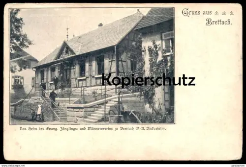 ALTE POSTKARTE GRUSS AUS BRETTACH HEIM DES JÜNGLINGS- UND MÄNNERVEREINS Langenbrettach b. Neckarsulm Ansichtskarte CVJM