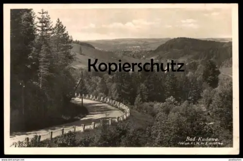 ALTE POSTKARTE STRASSE B. BAD KUDOWA FREIGABE DURCH REICHSLUFTFAHRTMINISTERIUM RLM Kudowa-Zdroj Schlesien Chudoba Polska