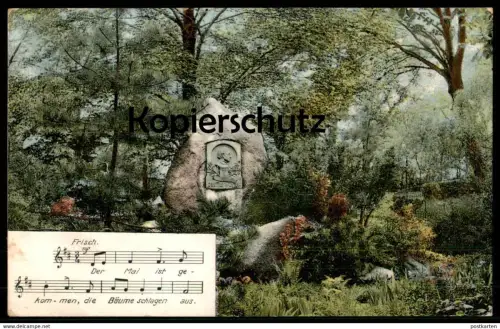 ALTE POSTKARTE OSNABRÜCK JUSTUS LYRA-DENKMAL DER MAI IST GEKOMMEN LIED monument chanson song Ansichtskarte cpa postcard