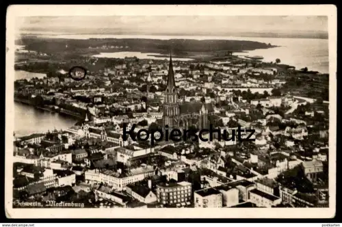 ALTE POSTKARTE SCHWERIN MECKLENBURG VOM FLUGZEUG LUFTAUFNAHME FLIEGERAUFNAHME Luftbild Ansichtskarte AK cpa postcard