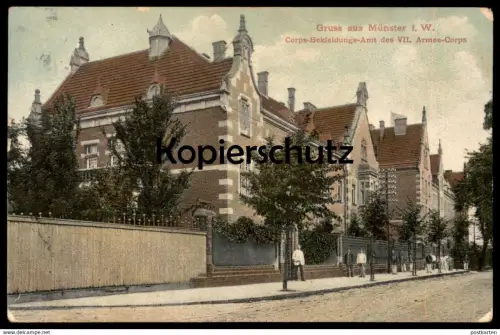 ALTE POSTKARTE GRUSS AUS MÜNSTER i. W. CORPS-BEKLEIDUNGS-AMT DES VII. ARMEE-CORPS Bekleidungsamt Ansichtskarte AK cpa