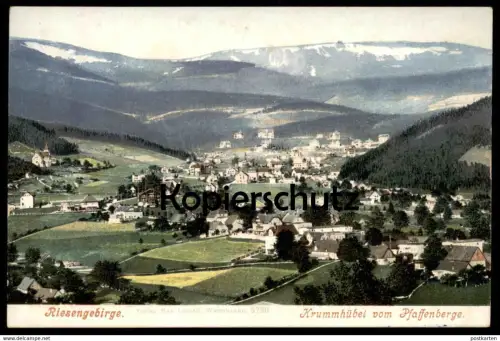 ALTE POSTKARTE KRUMMHÜBEL VOM PFAFFENBERGE RIESENGEBIRGE KARPACZ Karkonosze Krkonose Ansichtskarte postcard cpa AK